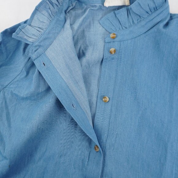 Sezane Erine Long-Sleeve Button-Up Shirt In Chambray - Women's Size US 2 - NWD! - Picture 5 of 11